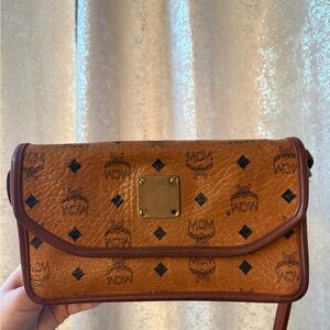 MCM Tan Monogram Clutch